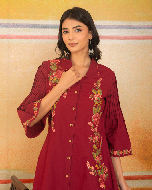 Burgundy Bloom Dress