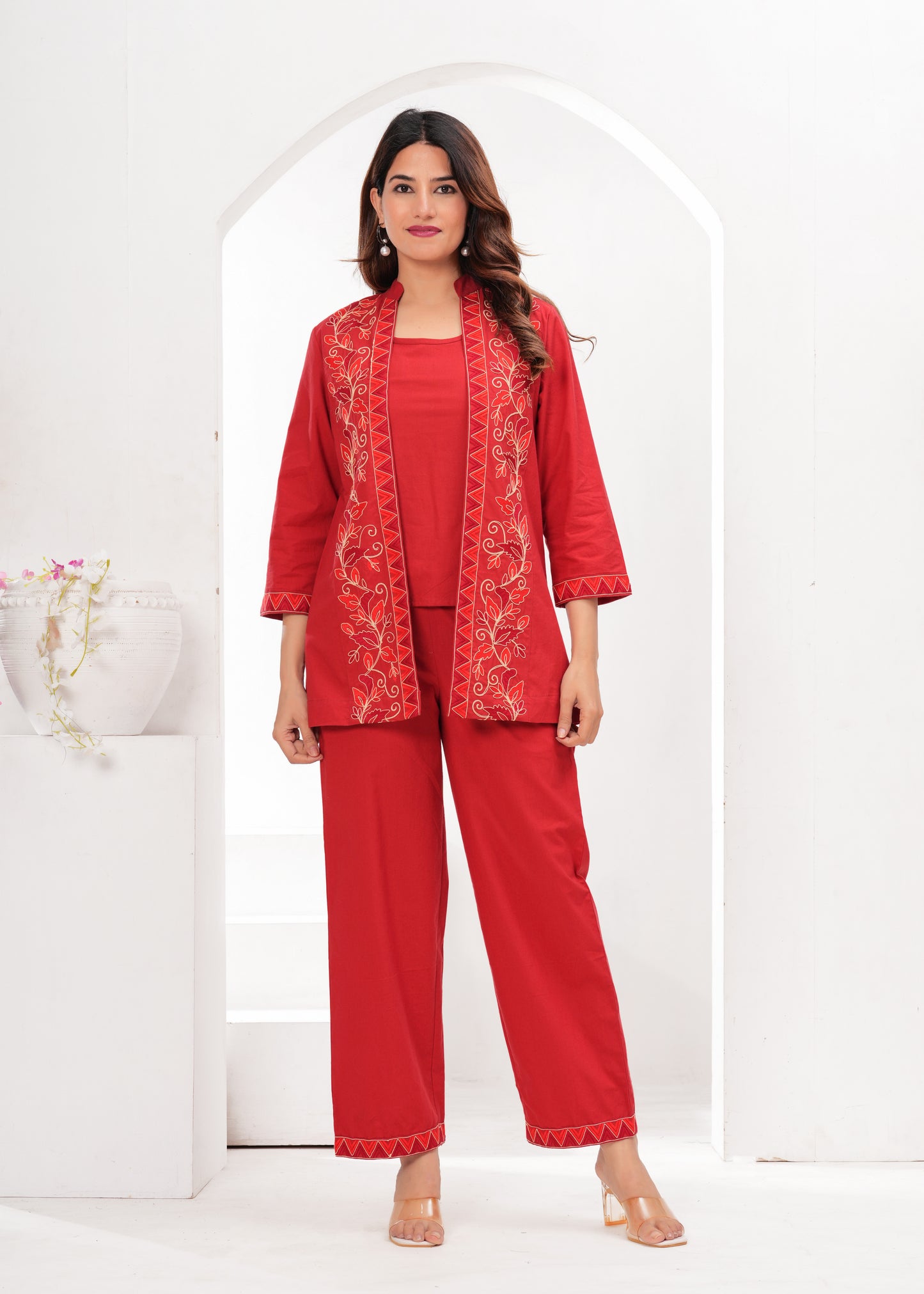 Vermilion Bloom Three Piece Set