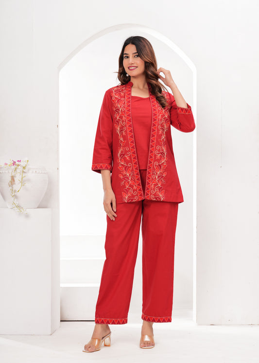 Vermilion Bloom Three Piece Set