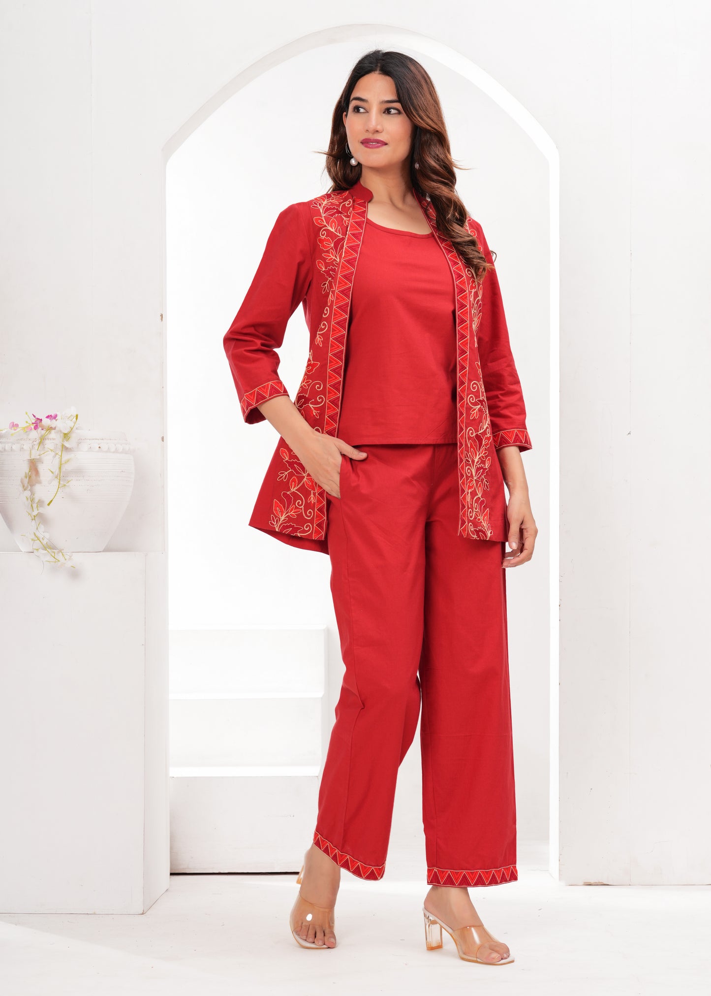 Vermilion Bloom Three Piece Set