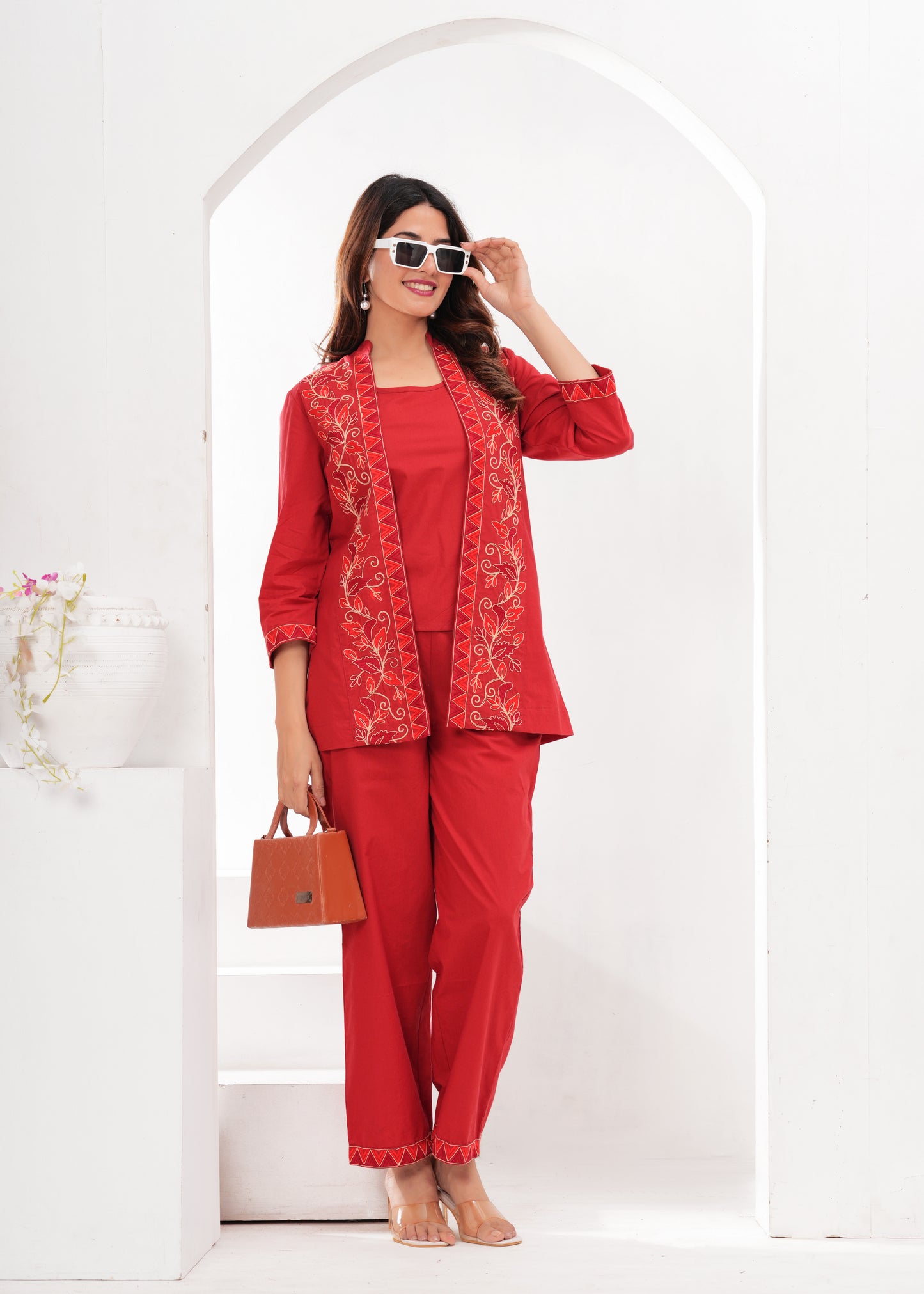 Vermilion Bloom Three Piece Set