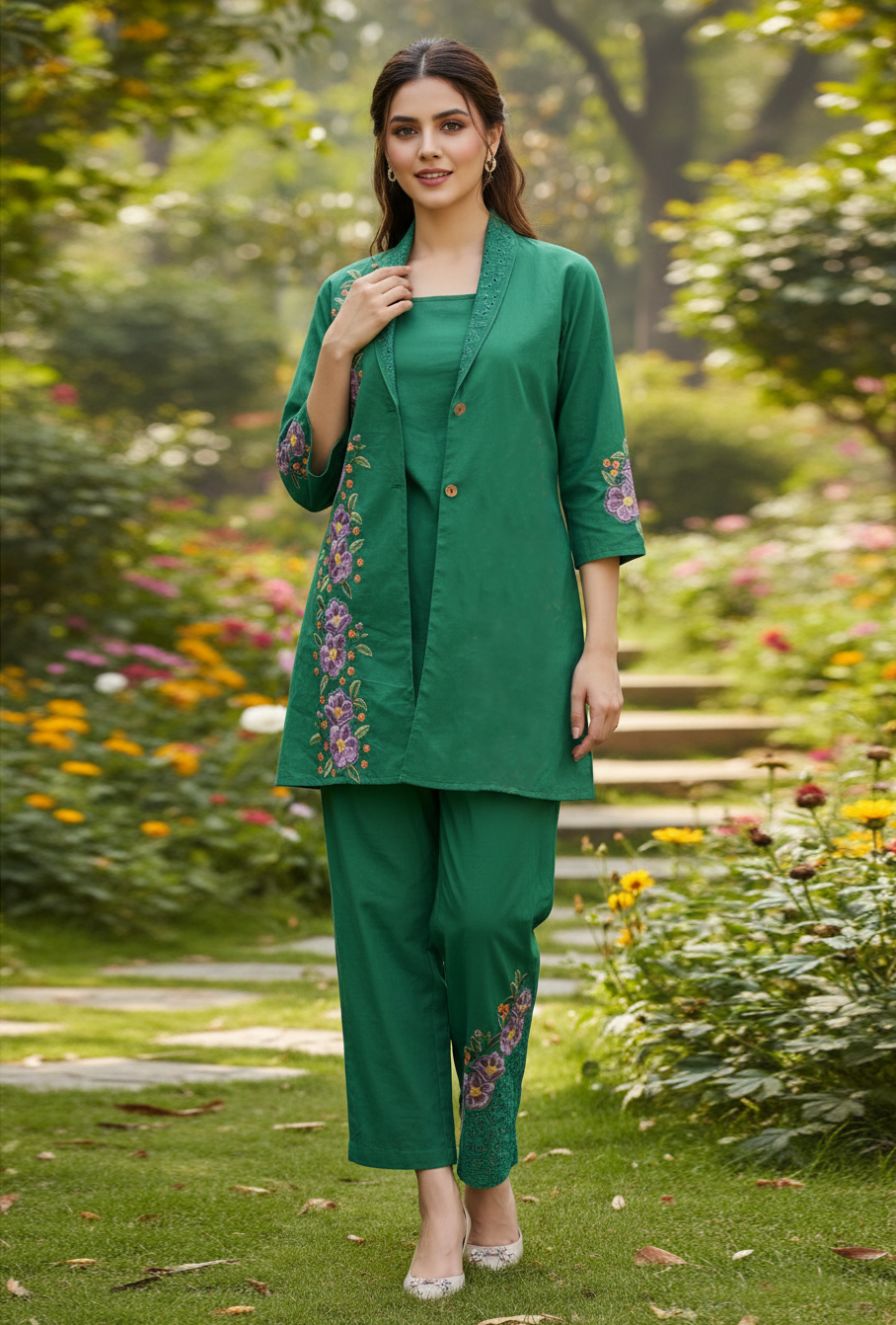 Emerald Bloom Three Piece Set