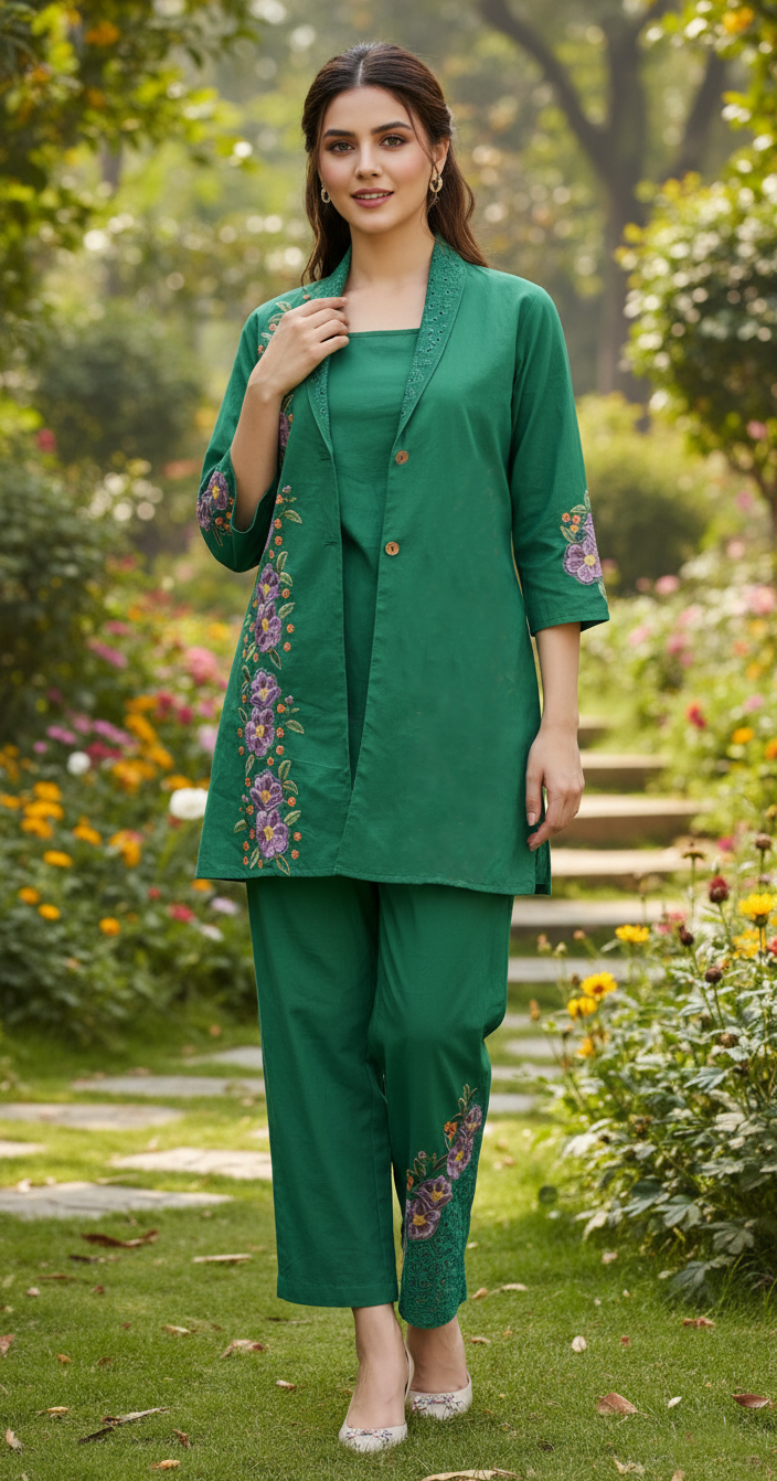 Emerald Bloom Three Piece Set