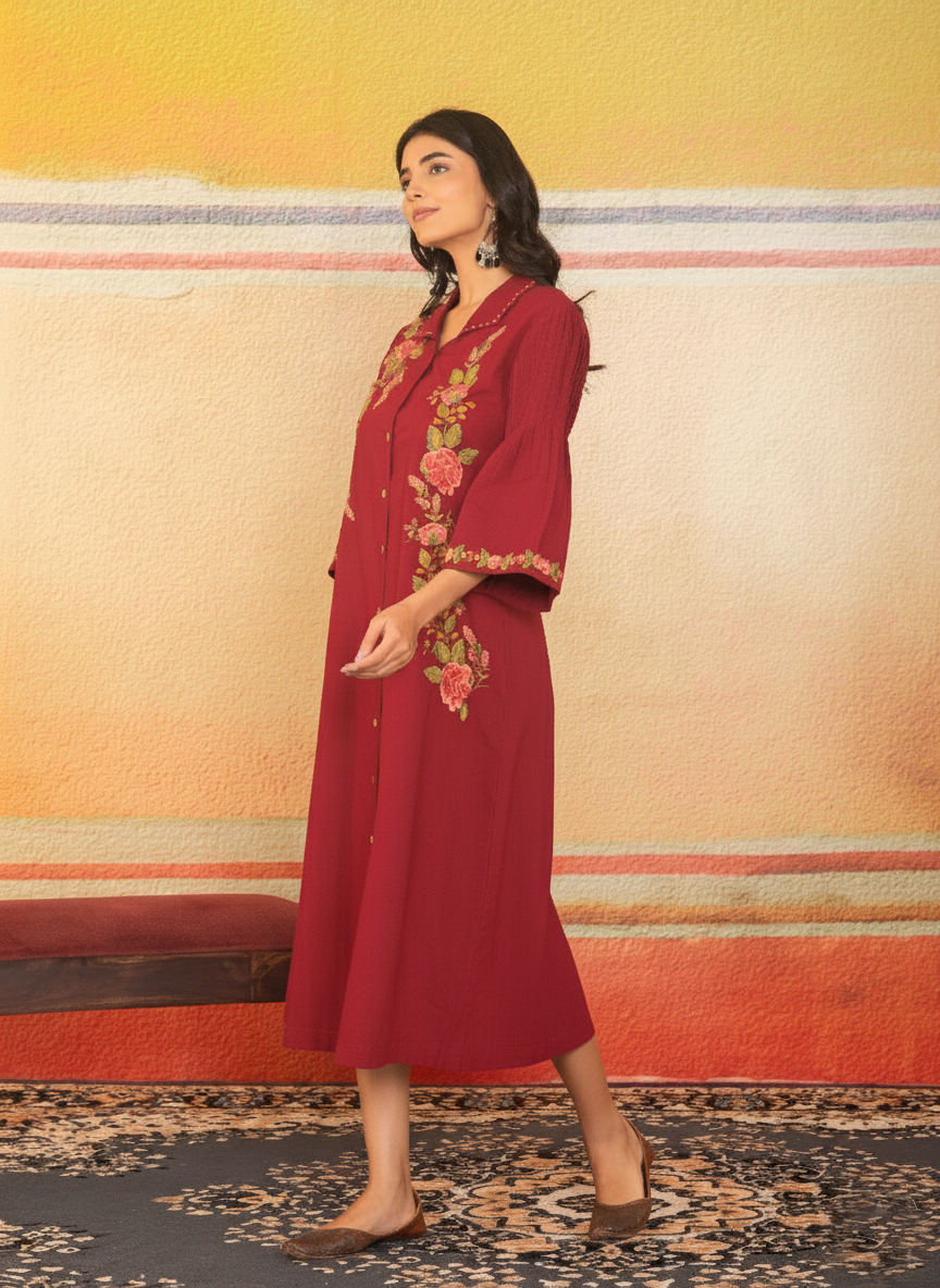 Burgundy Bloom Dress